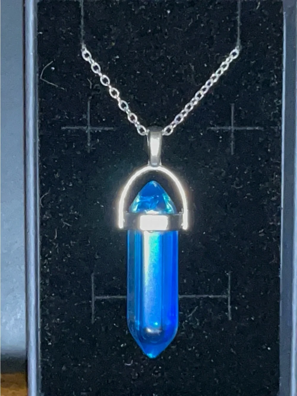 Blue Crystal Point Pendant Necklace - Women's Jewelry